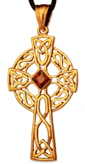 Arcana - Celtic Cross - Red Crystal (Pendant in Bronze)