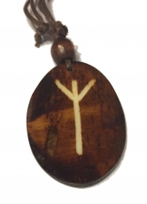 Algiz Rune - Kettenanhnger aus Knochen (braun)