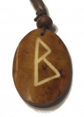Berkana Rune - Kettenanhnger aus Knochen (braun)