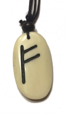 Fehu Rune - Pendant of Bone (White)