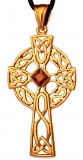 Arcana - Keltisches Kreuz - roter Kristall (Kettenanhnger in Br