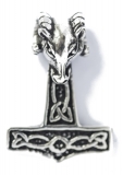Thorhammer mit Widderkopf (Kettenanhnger in Silber)