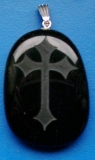 Schwarzes Kreuz der Tempelritter auf Onyx (Kettenanhnger - Stei