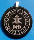 Amulett eines Kmpfers mit Schutzformel ALU (Wasserbffelhorn)